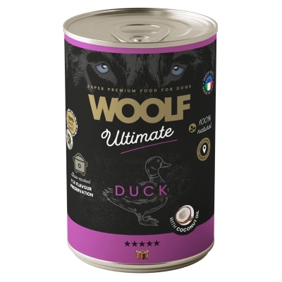 Karma mokra dla psa WOOLF Ultimate Dog Adult Duck with coconut oil 400g
