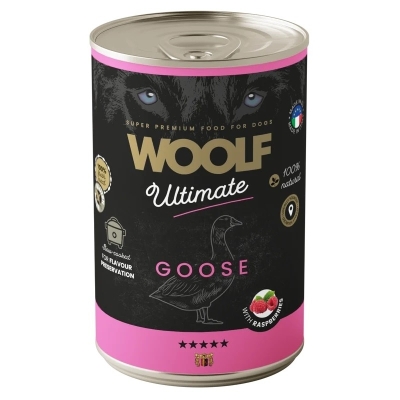 Karma mokra dla psa Woolf - Ultimate 400g - Gęsina - Dog Adult Goose with Raspberries