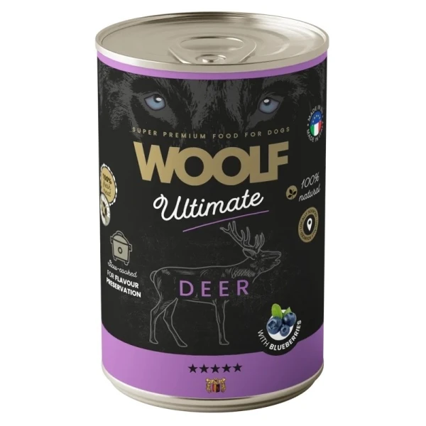 Karma mokra dla psa Woolf - Ultimate 400g - Jeleń - Dog Adu