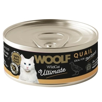 Woolf Ultimate Cat Adult Sterilised Quail - bezglutenowa, pełnoporcjowa karma wilgotna z wołowiną dla dorosłych, sterylizowanych kotów, 85g