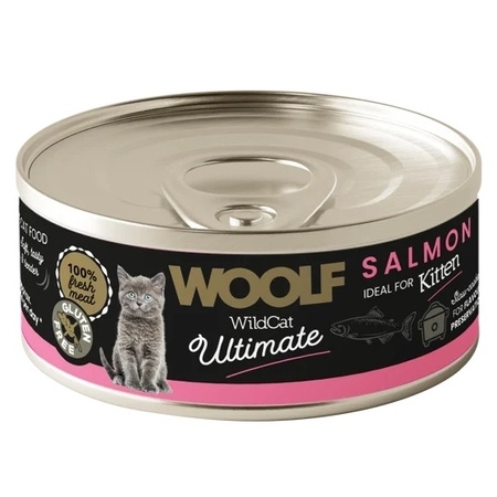 Woolf Ultimate Cat Kitten Salmon - bezglutenowa, pełnoporcjowa karma wilgotna z łososiem dla kociąt, 85g