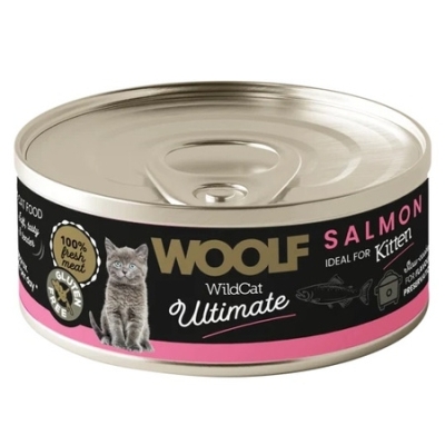 Woolf Ultimate Cat Kitten Salmon - bezglutenowa, pełnoporcjowa karma wilgotna z łososiem dla kociąt, 85g