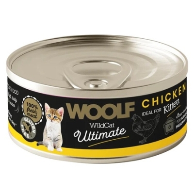 Woolf Ultimate Cat Kitten Chicken - bezglutenowa, pełnoporcjowa karma wilgotna z kurczakiem dla kociąt, 85g