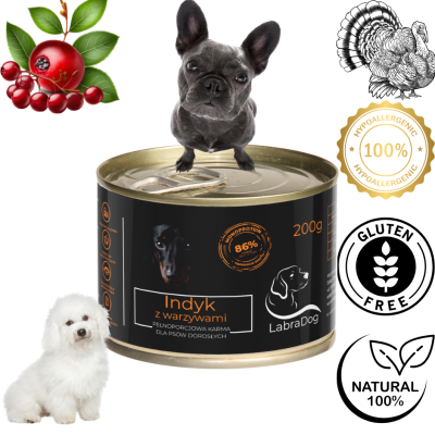 Karma mokra dla psa LabraDog Superfood Premium Indyk z warzywami 200g
