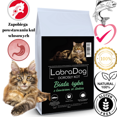 Karma sucha dla kota dorosłego sterylizowanego  Biała ryba z kawiorem ze śledzia