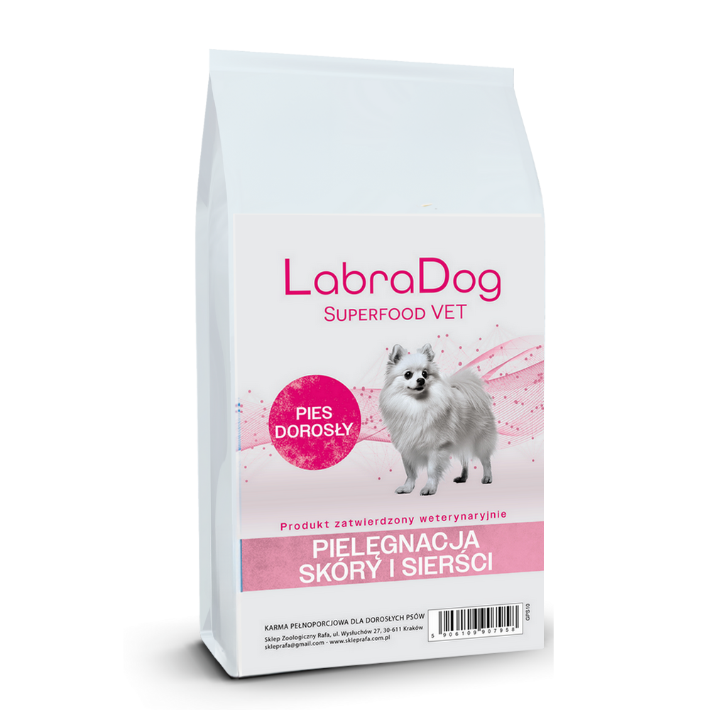 Karma sucha dla psa dorosłego LabraDog Superfood VET Hydrolizowany  Łosoś z białą rybą Pielęgnacja skóry i sierści