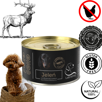Karma mokra Monobiałkowa dla psa LabraDog Superfood Premium 100% Jeleń 200g