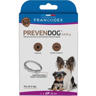 FRANCODEX PL Obroża na kleszcze PREVENDOG 35 cm dla psów do 5 kg - 1 szt