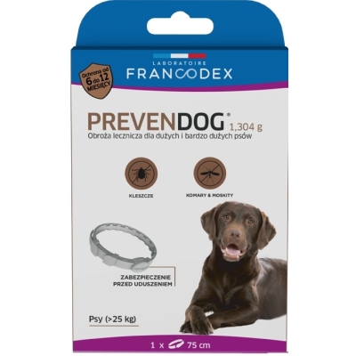 FRANCODEX PL Obroża na kleszcze PREVENDOG 75 cm dla psów pow. 25 kg - 1 szt