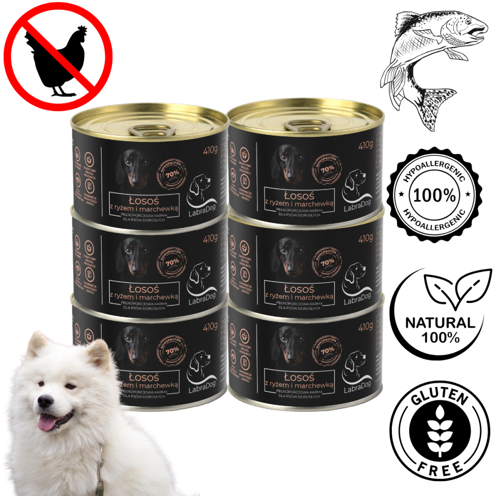 Karma mokra dla psa LabraDog Superfood Premium Łosoś z marchewką - 410 g