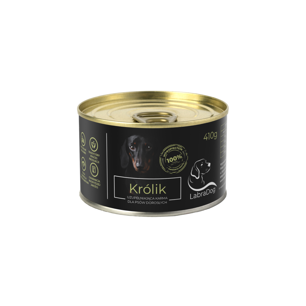 Karma mokra dla psa LabraDog Superfood Premium Królik 100% wysokomięsna dla alergika 410g