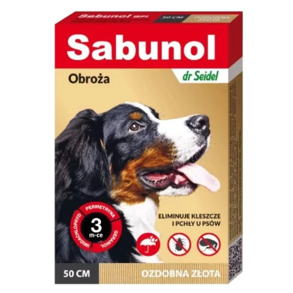 Sabunol ozdobna złota obroża przeciw pchłom i kleszczom d