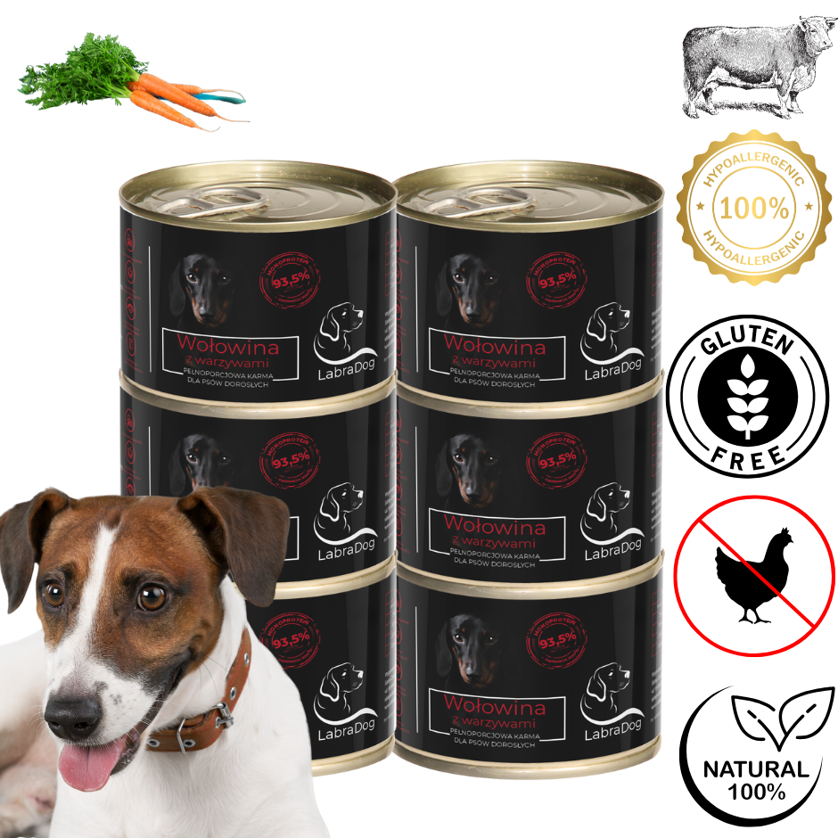 Karma mokra dla psa LabraDog Superfood Premium Monobiałkowa Wołowina z warzywami  410g