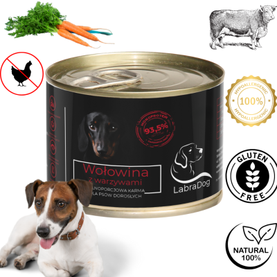Karma mokra dla psa LabraDog Superfood Premium Monobiałkowa Wołowina z warzywami  410g