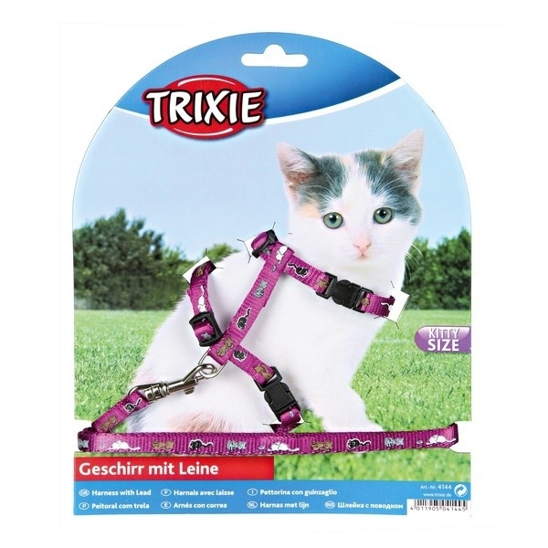 Trixie szelki ze smyczą dla małego kota wzór 21-34cm szerokość tasmy 8mm