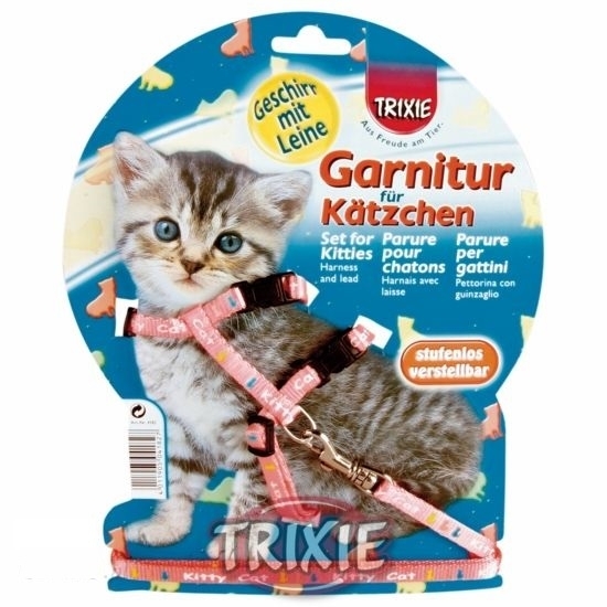 Trixie szelki ze smyczą dla małego kota motyw 21-34CM  szerokość tasmy 8mm