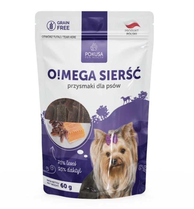 Naturalny przysmak - O!mega sierść - łosoś i daktyl
