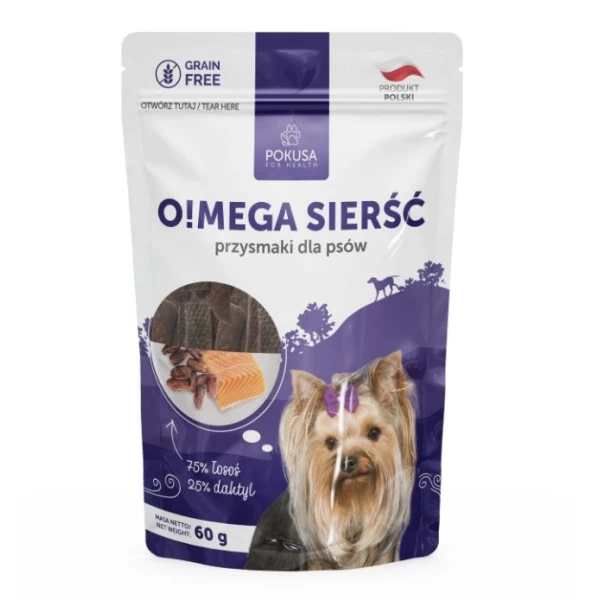 Naturalny przysmak - O!mega sierść - łosoś i daktyl