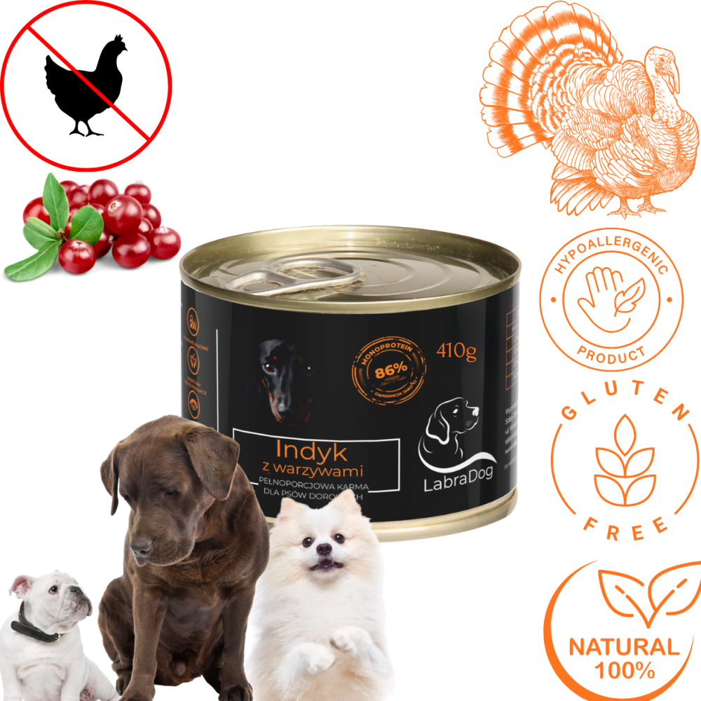 Karma mokra dla psa LabraDog Superfood Premium Indyk z warzy