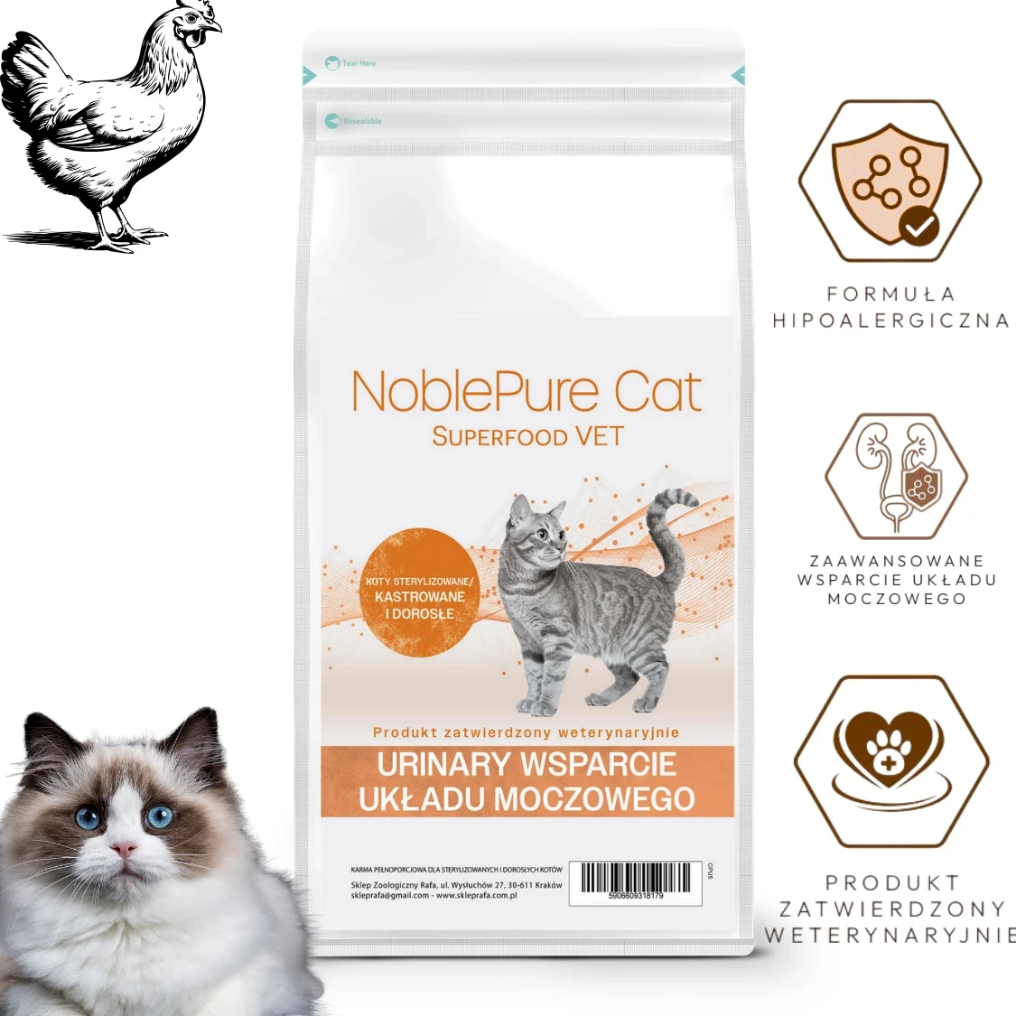 NoblePure Cat Vet Urinary Hydrolizowana Hypoalergiczna karma