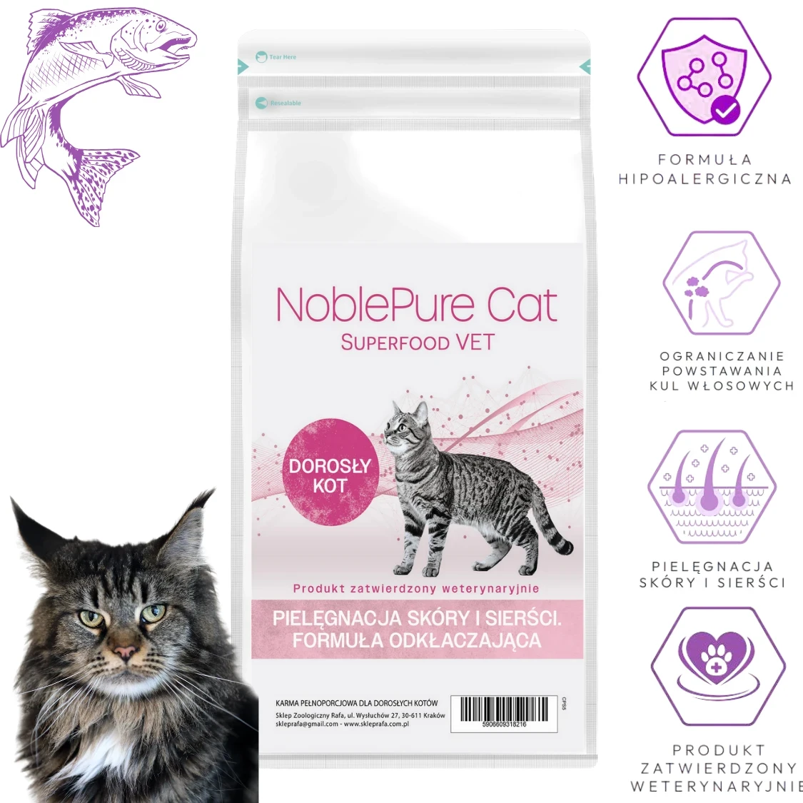 NoblePure Cat Vet Hypoalergiczny Hydrolizowany Łosoś karma