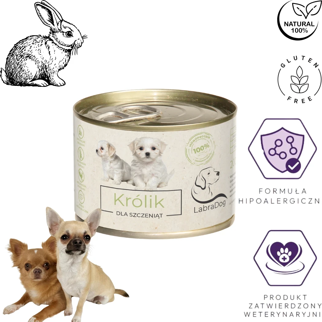 Karma mokra dla psa LabraDog Superfood Puppy Królik 100% wy