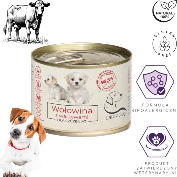 Karma mokra dla psa LabraDog Superfood Puppy Wołowina z war