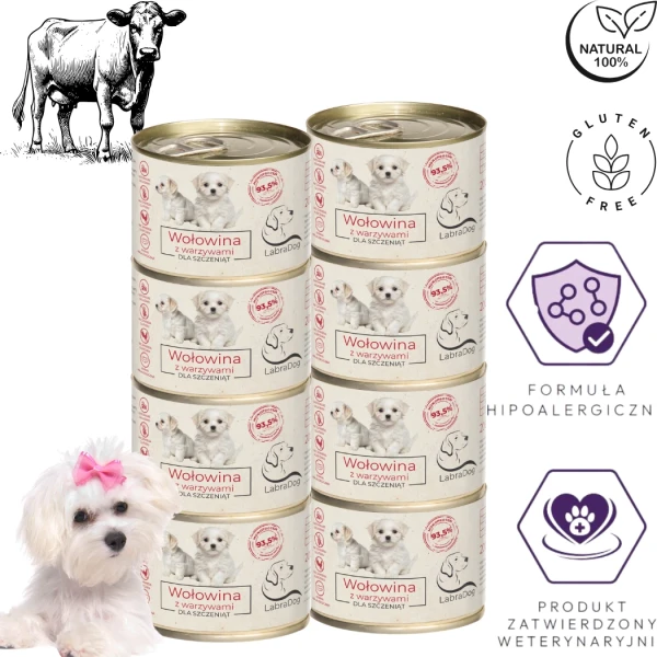 Karma mokra dla psa LabraDog Superfood Puppy Wołowina z war