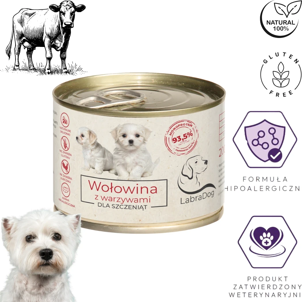 Karma mokra dla psa LabraDog Superfood Puppy Wołowina z war