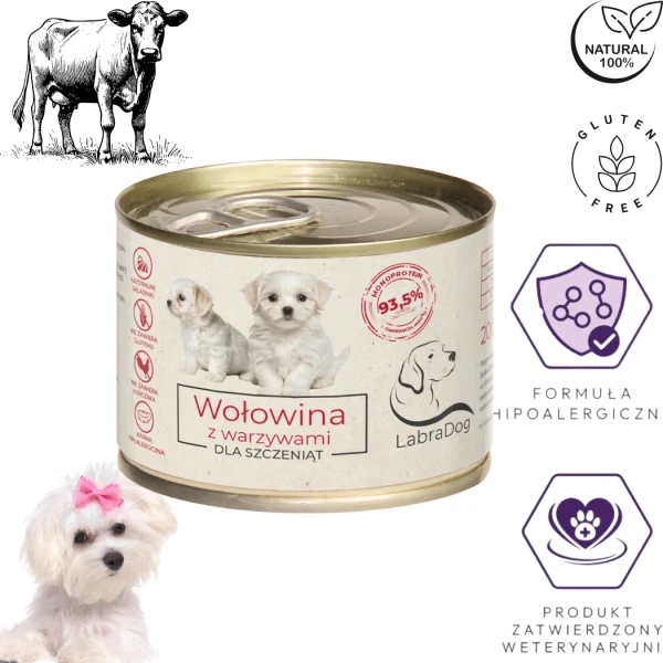 Karma mokra dla psa LabraDog Superfood Puppy Wołowina z war