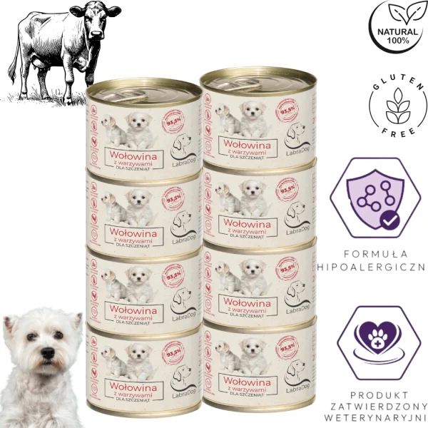 Karma mokra dla psa LabraDog Superfood Puppy Wołowina z war