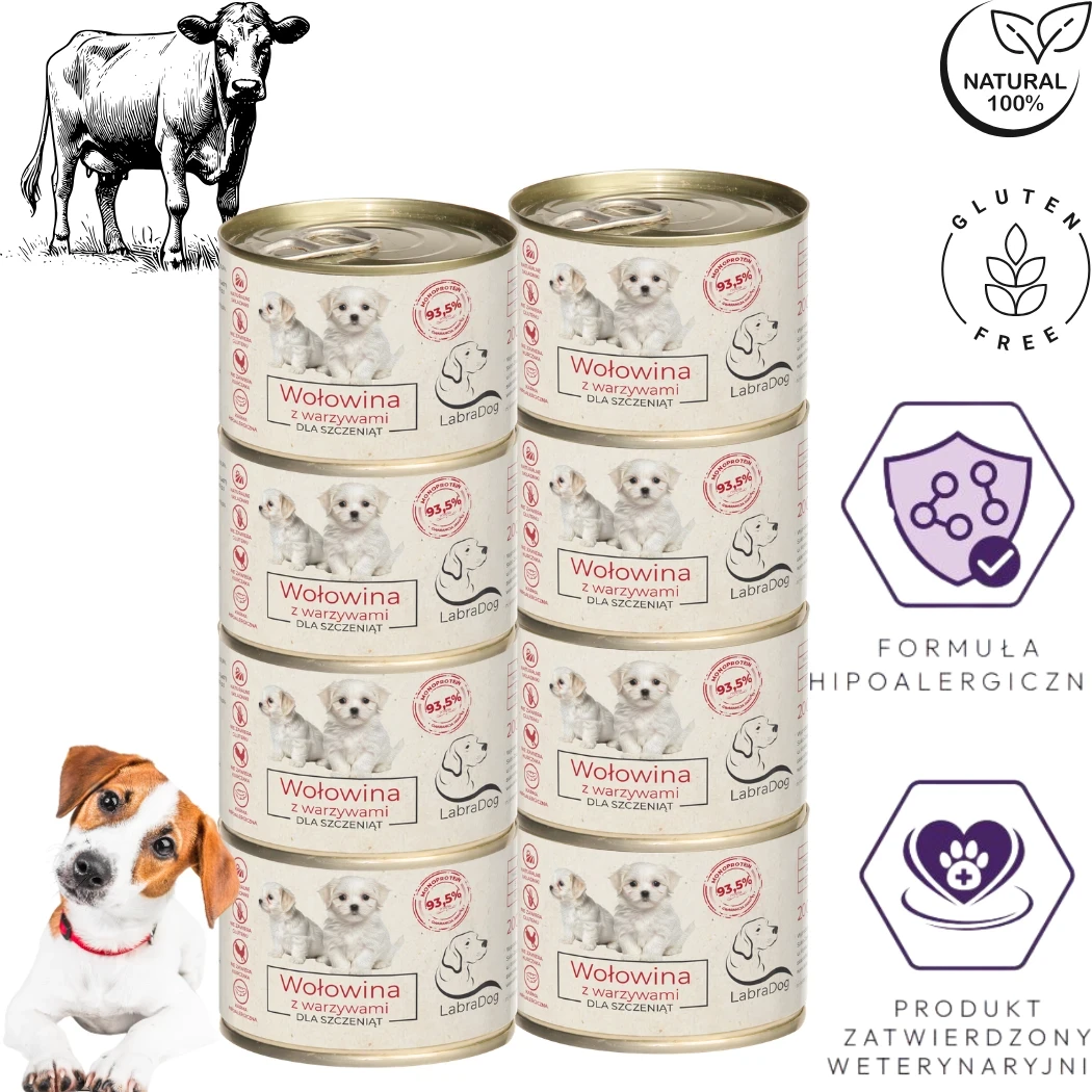 Karma mokra dla psa LabraDog Superfood Puppy Wołowina z war