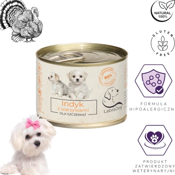 Karma mokra dla psa LabraDog Superfood Premium Puppy Indyk z