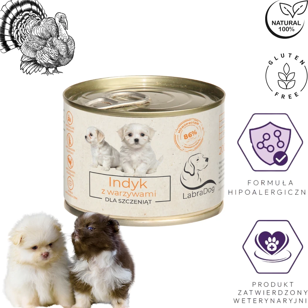 Karma mokra dla psa LabraDog Superfood Premium Puppy Indyk z