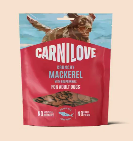 Mackerel with Raspberries CRUNCHY Snack for Dogs 200g, smako