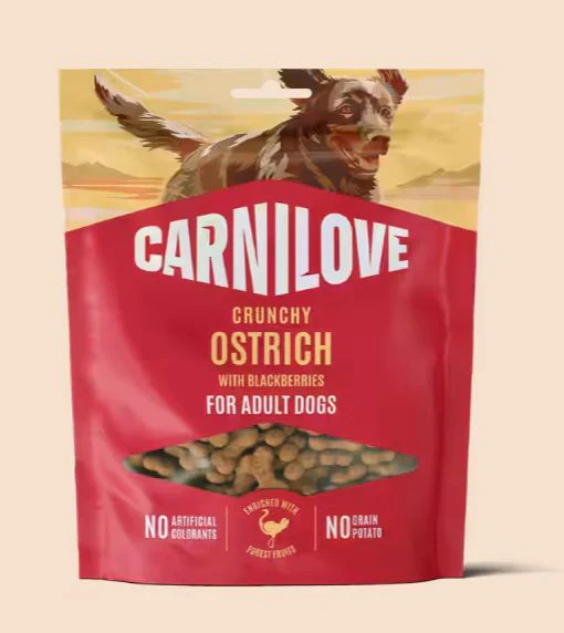 Ostrich with Blackberries Carnilove CRUNCHY Snack for Dogs,