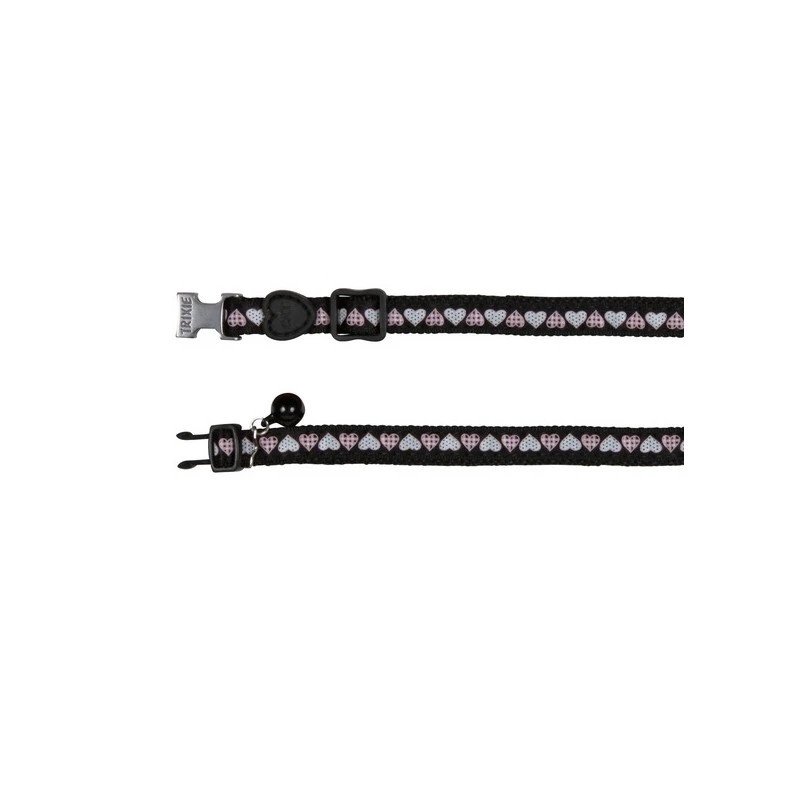 TRIXIE Nylonowa obroża dla kota z motywem "serca" z dzwonki