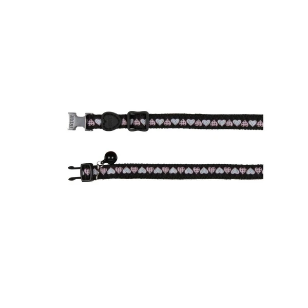 TRIXIE Nylonowa obroża dla kota z motywem "serca" z dzwonki