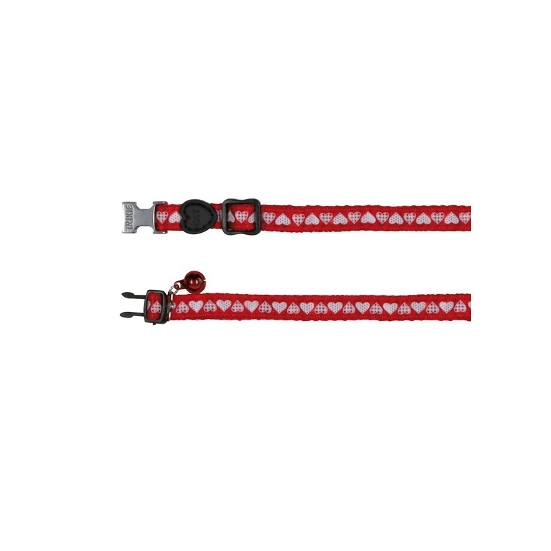 TRIXIE Nylonowa obroża dla kota z motywem "serca" z dzwonki