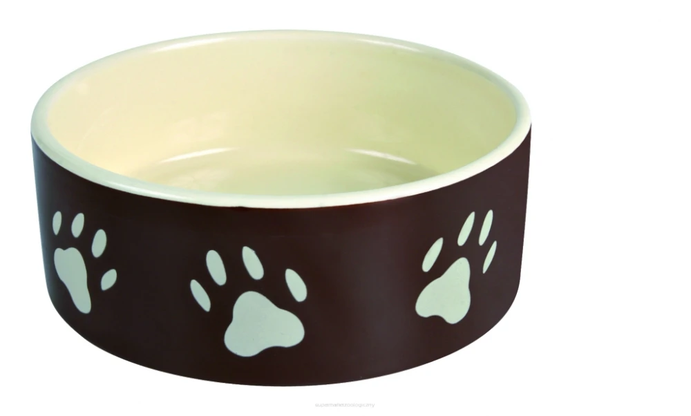 Trixie miska ceramiczna brązowa w beżowe łapki 0,8L/16cm
