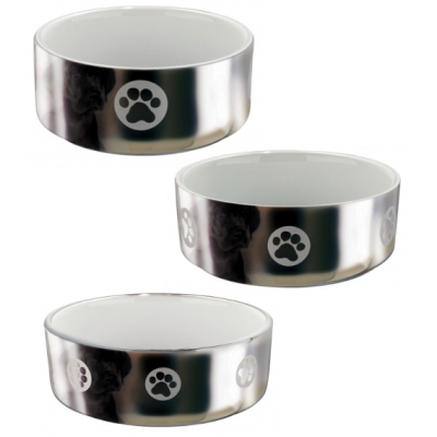 Trixie  Miska ceramiczna z motywem dla psa 1.5 l/⌀ 19 cm srebrno-biała