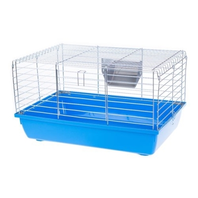 INTER-ZOO Klatka Rabbit 60 dla Królików i Świnek  Ocynk 580x380x340mm składana niebieska