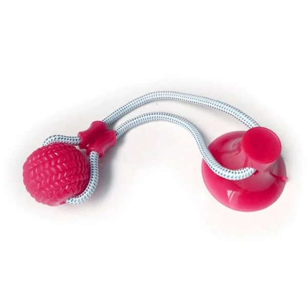 Interaktywna zabawka dla psa, z piłką, przyssawką, elasty