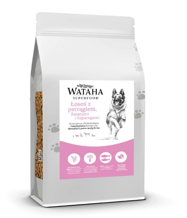 Karma sucha dla psa dorosłego ras małych LGF Wataha Superfood łosoś z pstrągiem ,batatami i szparagami 2kg