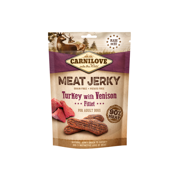 Przysmak dla psów Carnilove Jerky Snack Turkey with Venison