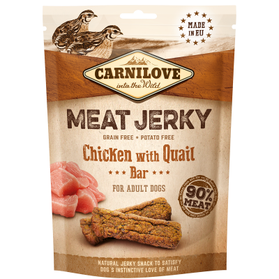 Przysmak dla psów Carnilove Jerky Snack Chicken with Quail Bar
