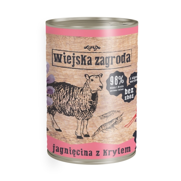 Karma mokra dla kota Wiejska Zagroda Jagnięcina z Krylem  4