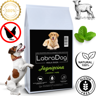 Karma sucha dla psa dorosłego LabraDog Superfood NGE jagnięcina z batatami i miętą rasy małe