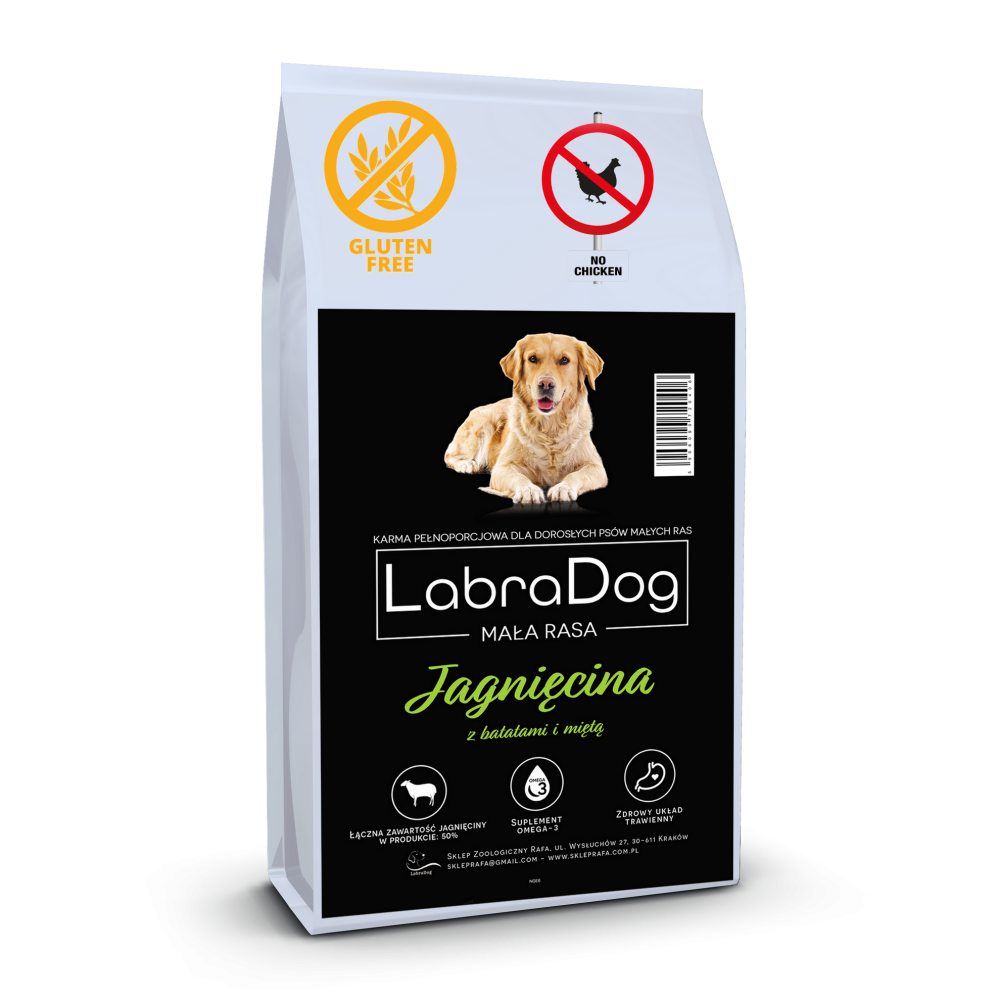 Karma sucha dla psa dorosłego LabraDog Superfood NGE jagnięcina z batatami i miętą rasy małe
