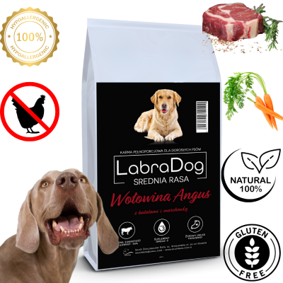 Karma sucha dla psa dorosłego rasy średniej  LabraDog Superfood UGF Wołowina Angus z batatami i marchewką